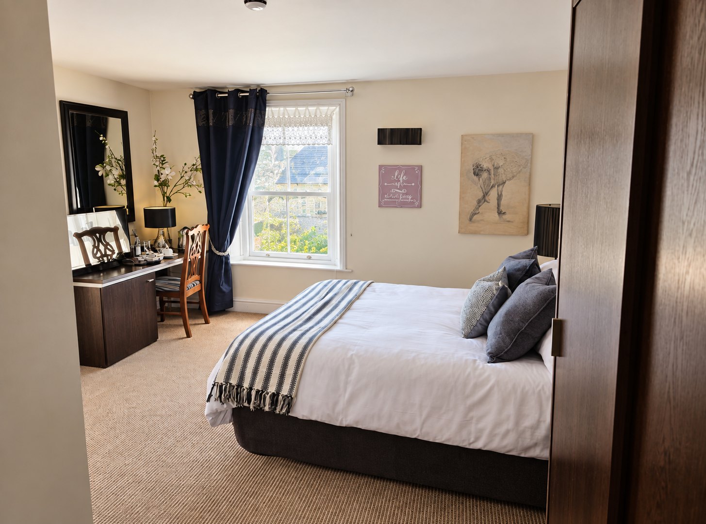 Guest bedroom at The Swan at Compton seen from the doorway