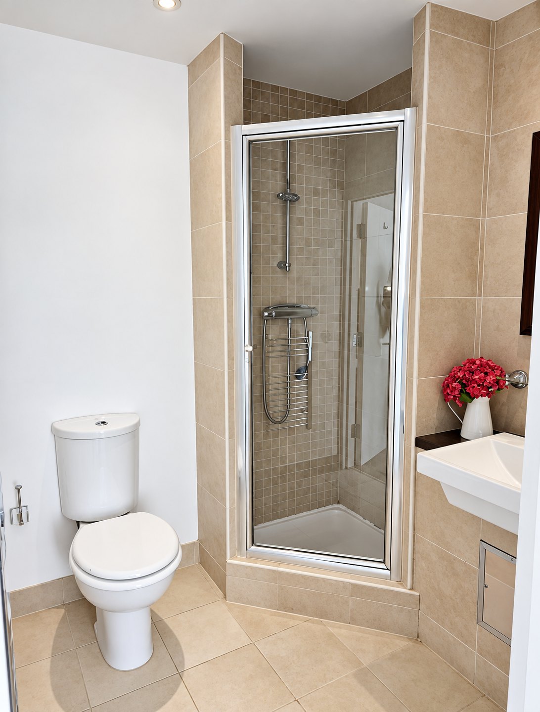 Guest shower room at The Swan at Compton with a corner shower enclosure
